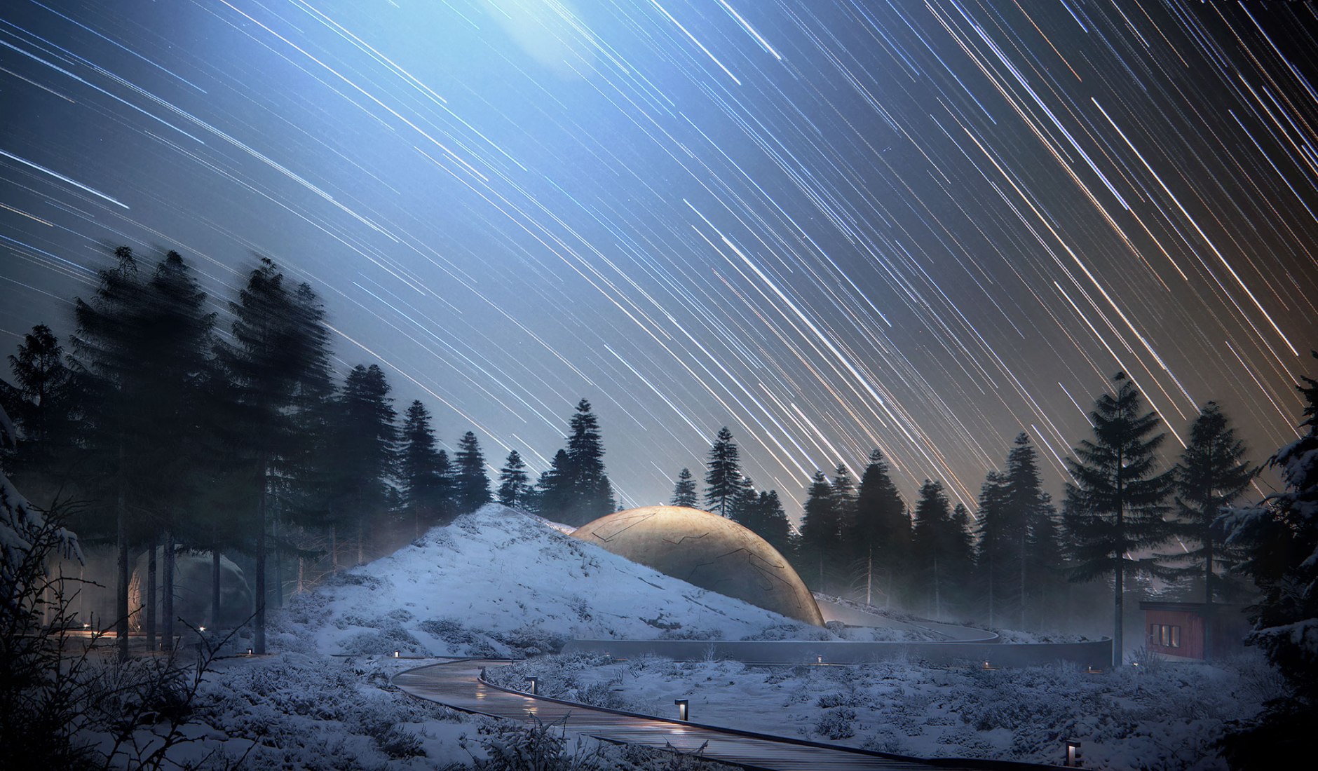 Rendering. Norway’s largest astronomical facility by Snøhetta. Image © Snøhetta/Plompmozes