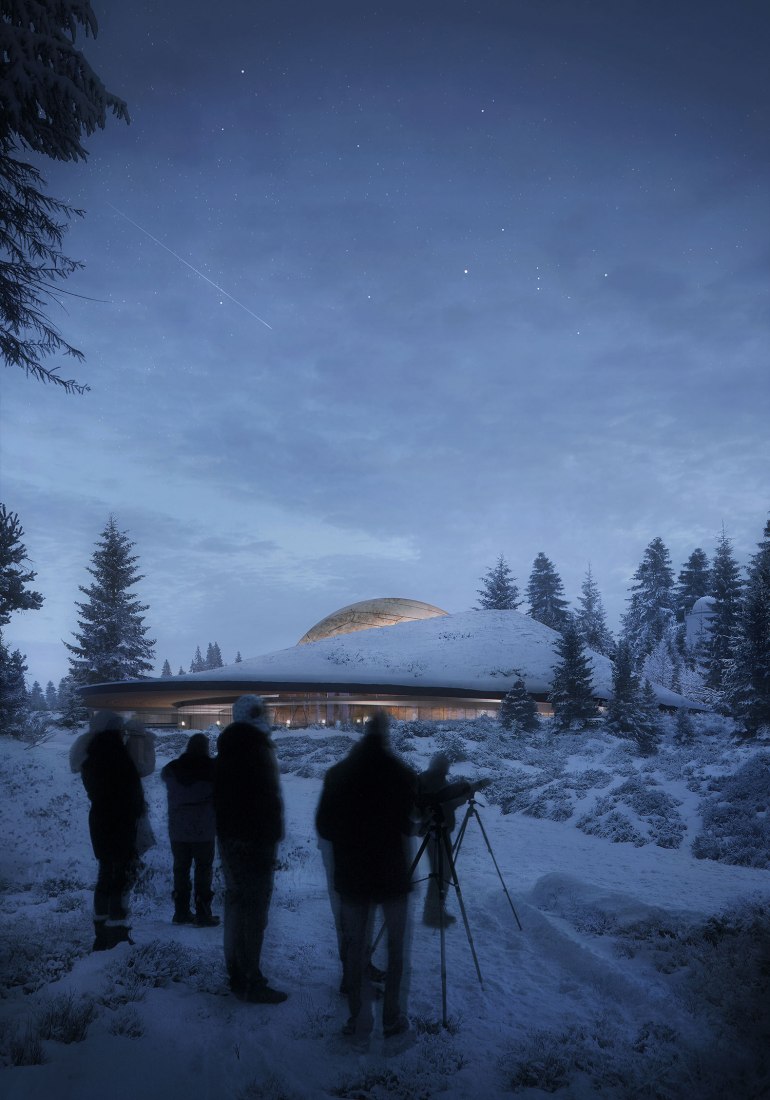 Rendering. Norway’s largest astronomical facility by Snøhetta. Image © Snøhetta/Plompmozes