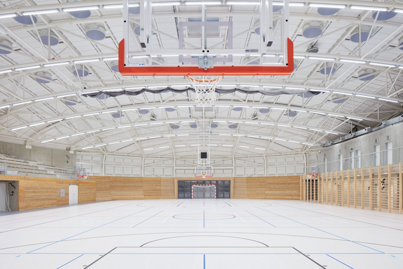 Interior without blinds. Dolní Brežany Sports Hall by SPORADICAL. Photograph © Jakub Skokan, Martin Tůma / BoysPlayNice