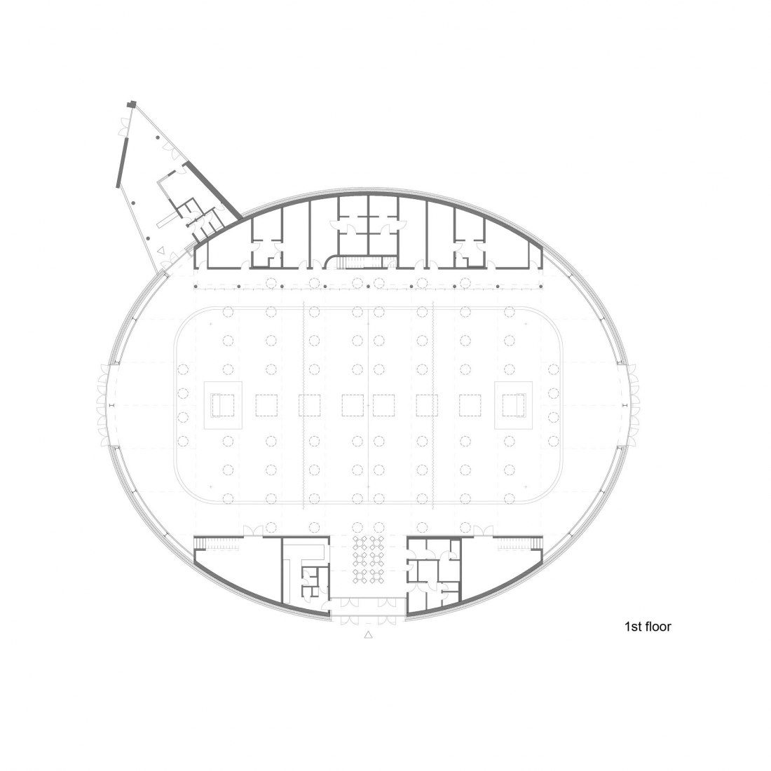 First floor plan. Dolní Brežany Sports Hall by SPORADICAL