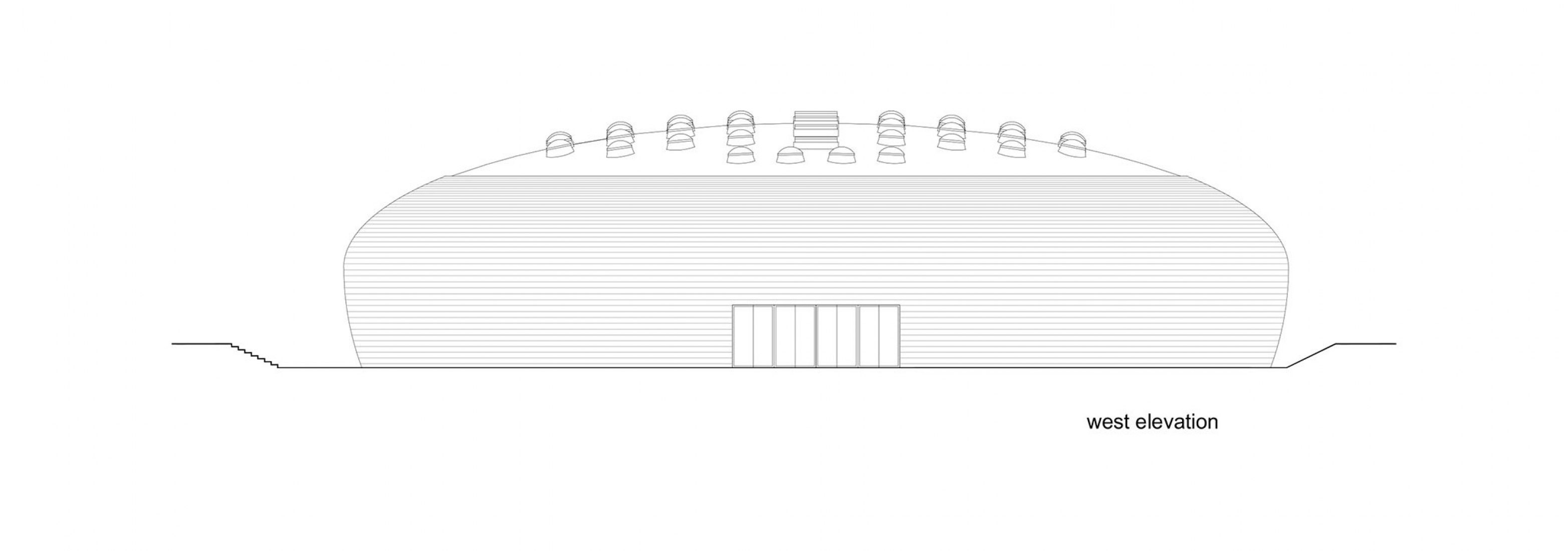 West elevation. Dolní Brežany Sports Hall by SPORADICAL