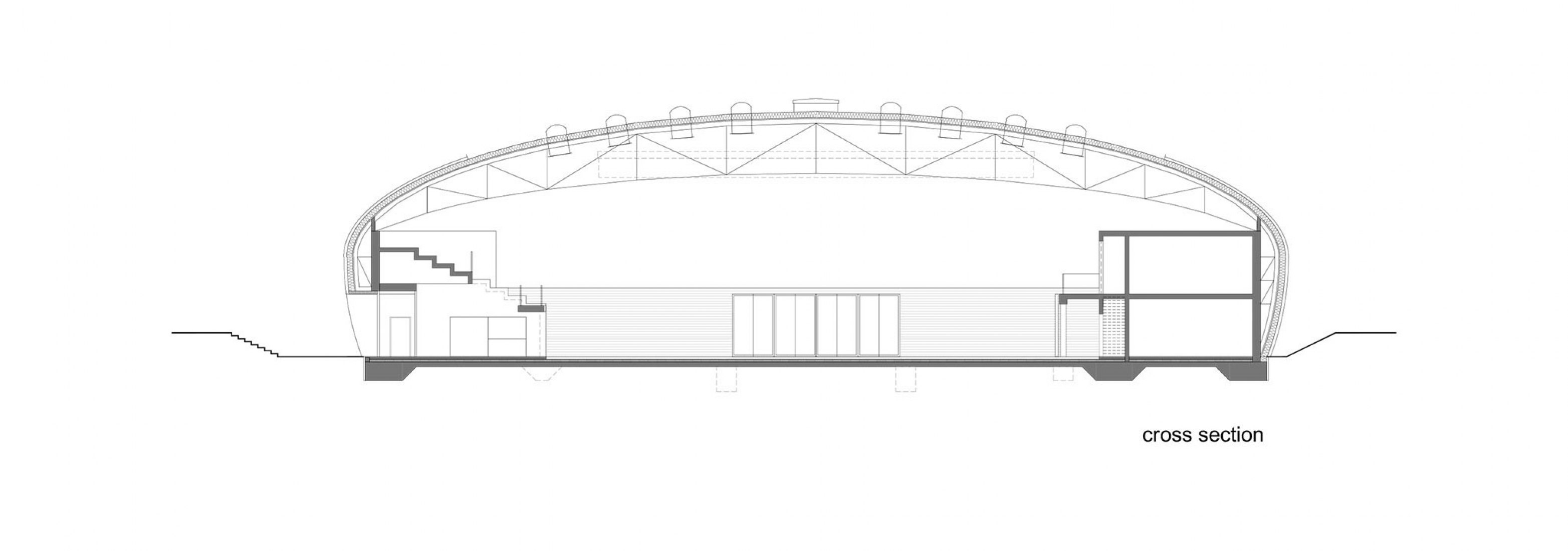 Cross section. Dolní Brežany Sports Hall by SPORADICAL