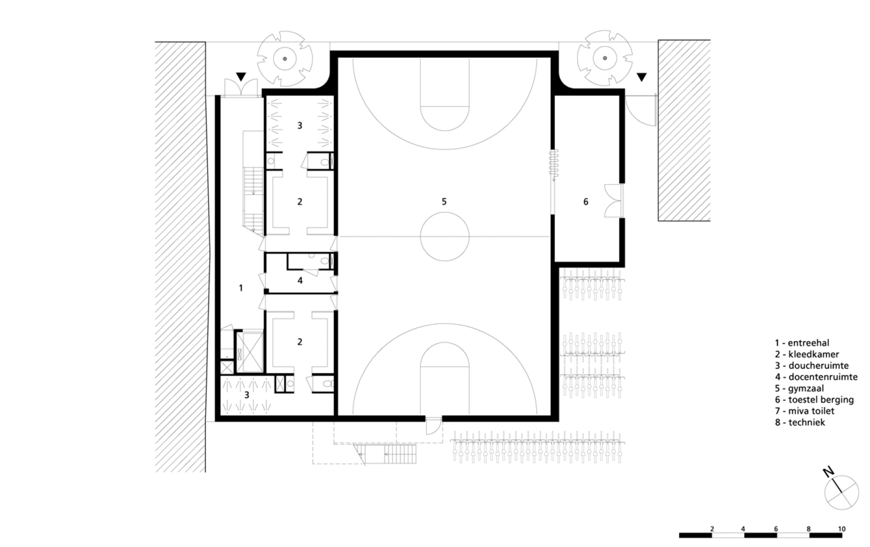 Ground floor plan. Sports Block Groningen by Marlies Rohmer Architects & Urbanists.