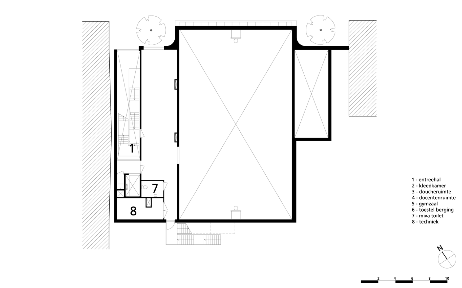 First floor plan. Sports Block Groningen by Marlies Rohmer Architects & Urbanists.