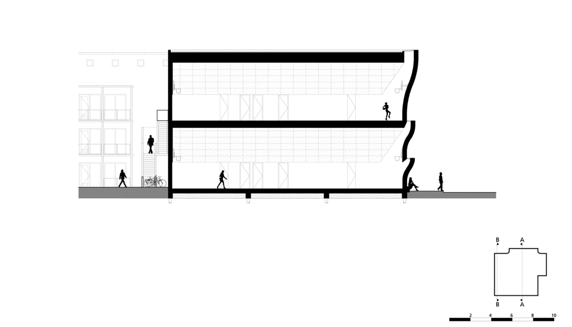 Section. Sports Block Groningen by Marlies Rohmer Architects & Urbanists.