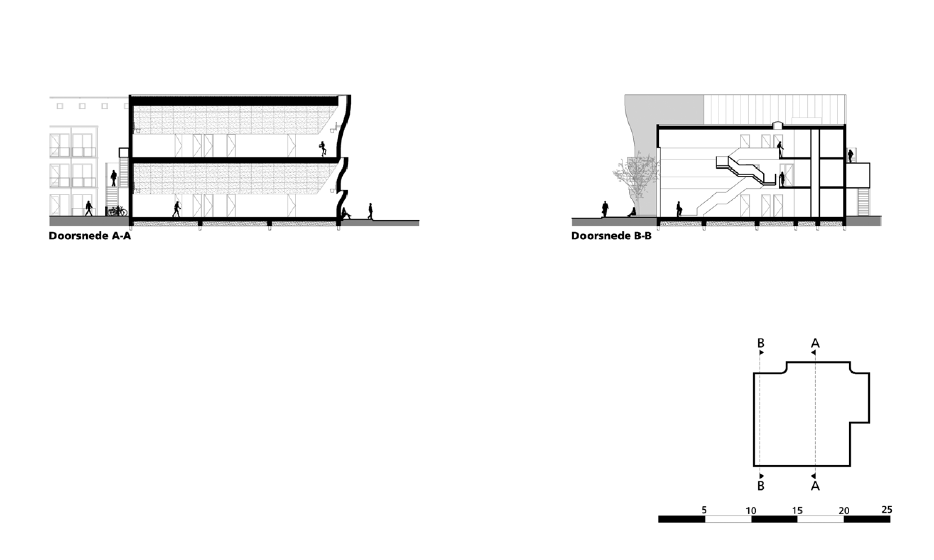 Sections. Sports Block Groningen by Marlies Rohmer Architects & Urbanists.