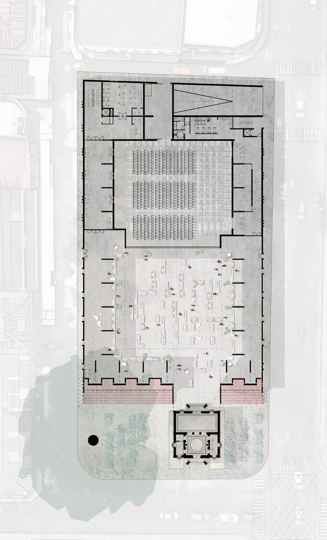 Ground floor plan. Multifunctional complex building in San Salvador by Canales Lombardero
