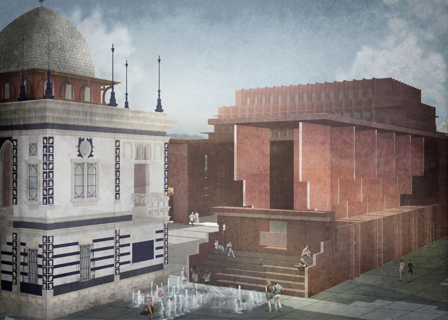 Rendering. Multifunctional complex building in San Salvador by Canales Lombardero