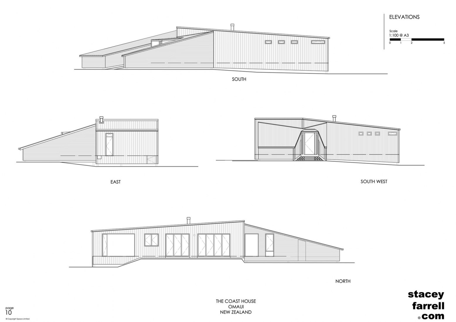 Elevations. The Coast House by Stacey Farrell Architect.