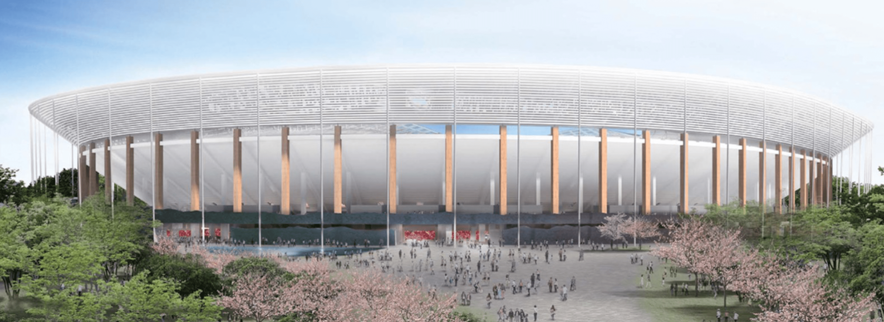 Elevation. National Stadium of the 2020 Tokyo Olympics, project by Toyo Ito. Image @ Toyo Ito.