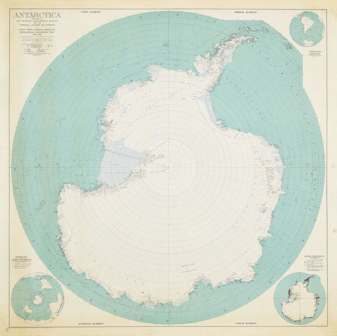 Antarktika Haritasi. Amerikan Cografya Cemiyeti, 1956 / Mapa de la Antártida. American Geographical Society, 1956. Cortesía de Kerim Bayer Archieve. Cortesía de IKSV