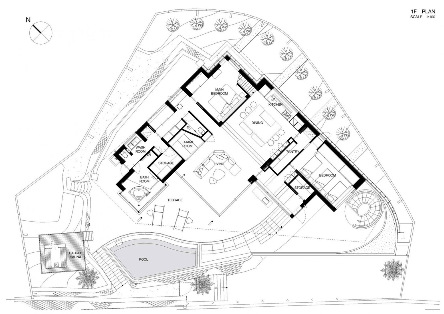 Main floor plan. Villa A by teamSTAR.