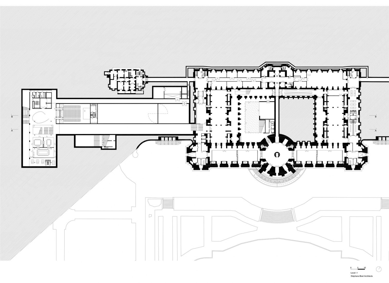 Level -1 plan. Africa Museum by Stèphane Beel Architects.