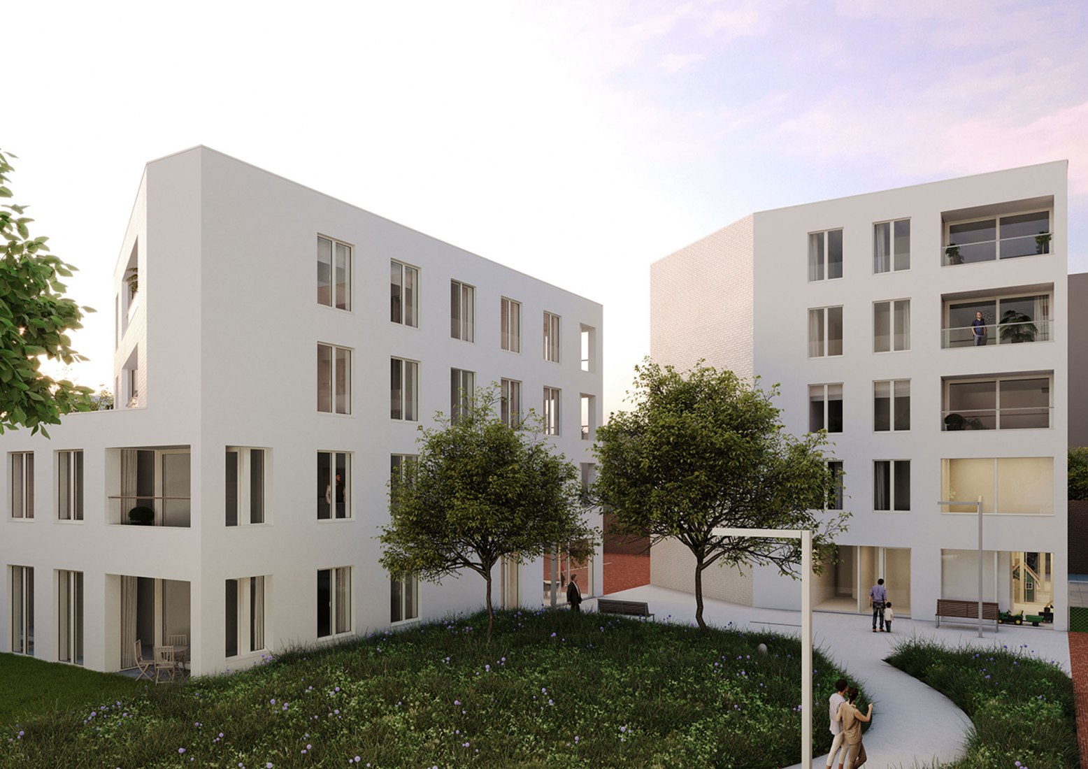 "Werf" en Aalst. Apartamentos, pisos de servicio, guardería y local comercial. Cortesía de Belly.be.