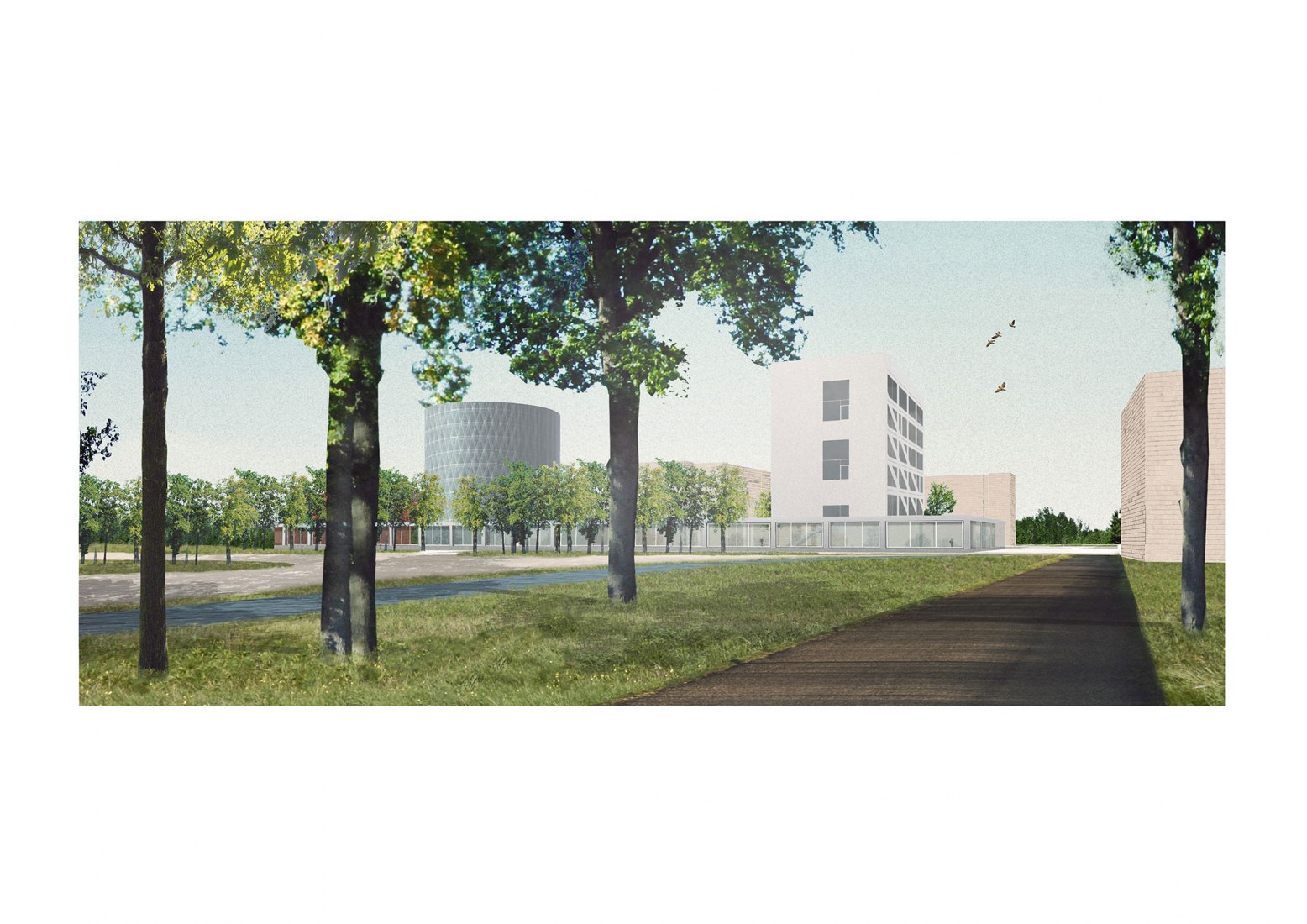 Collage Universidad Leuven-Limburg, Campus Diepenbeek cerca de Hasselt. Cortesía de Stèphane Beel Architects.