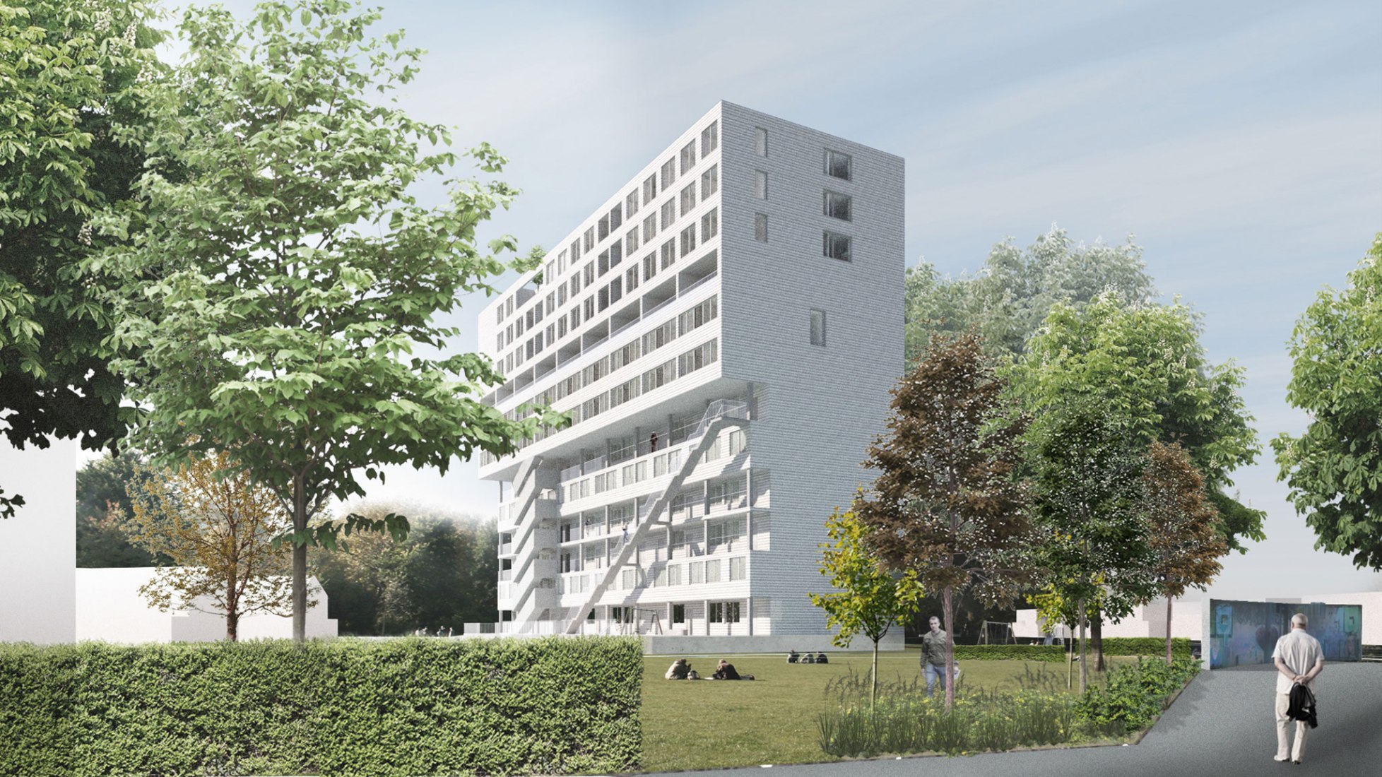 Albertbuilding en Kessel-Lo. Una organización vertical de diversas tipologías espaciales de vivienda social. Cortesía de Stèphane Beel Architects.