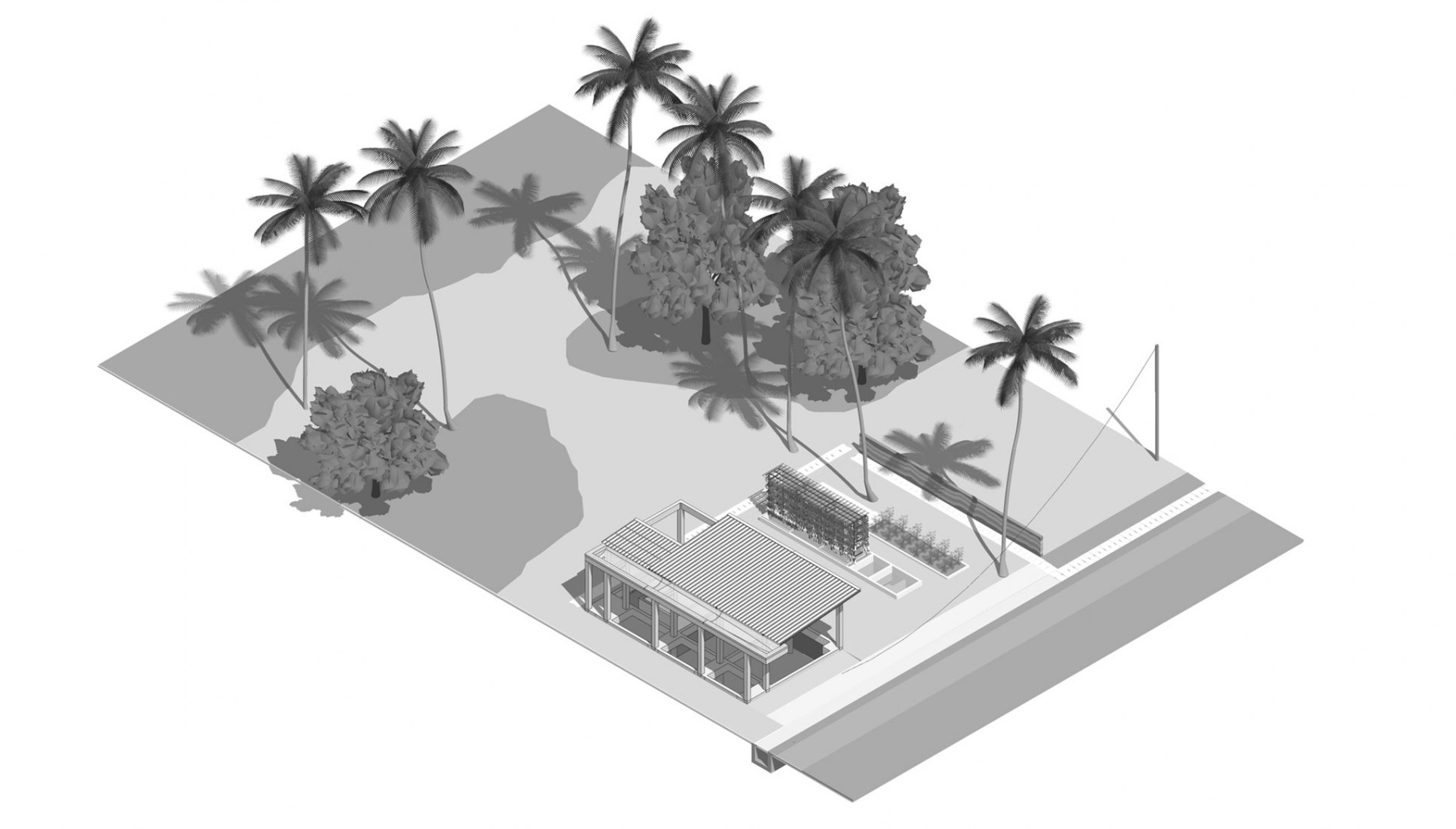 Axonométrica. Casa ampliable por ETH Zurich / Stephen Cairns y Miya Irawati, Azwan Aziz.