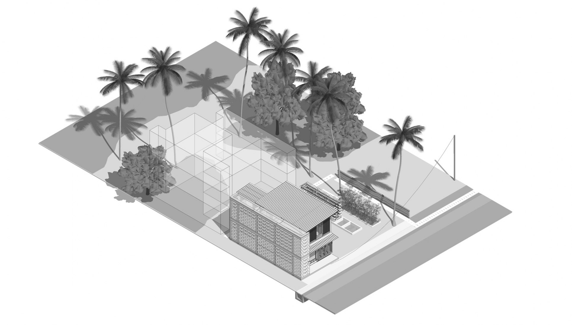 Axonométrica. Casa ampliable por ETH Zurich / Stephen Cairns y Miya Irawati, Azwan Aziz.