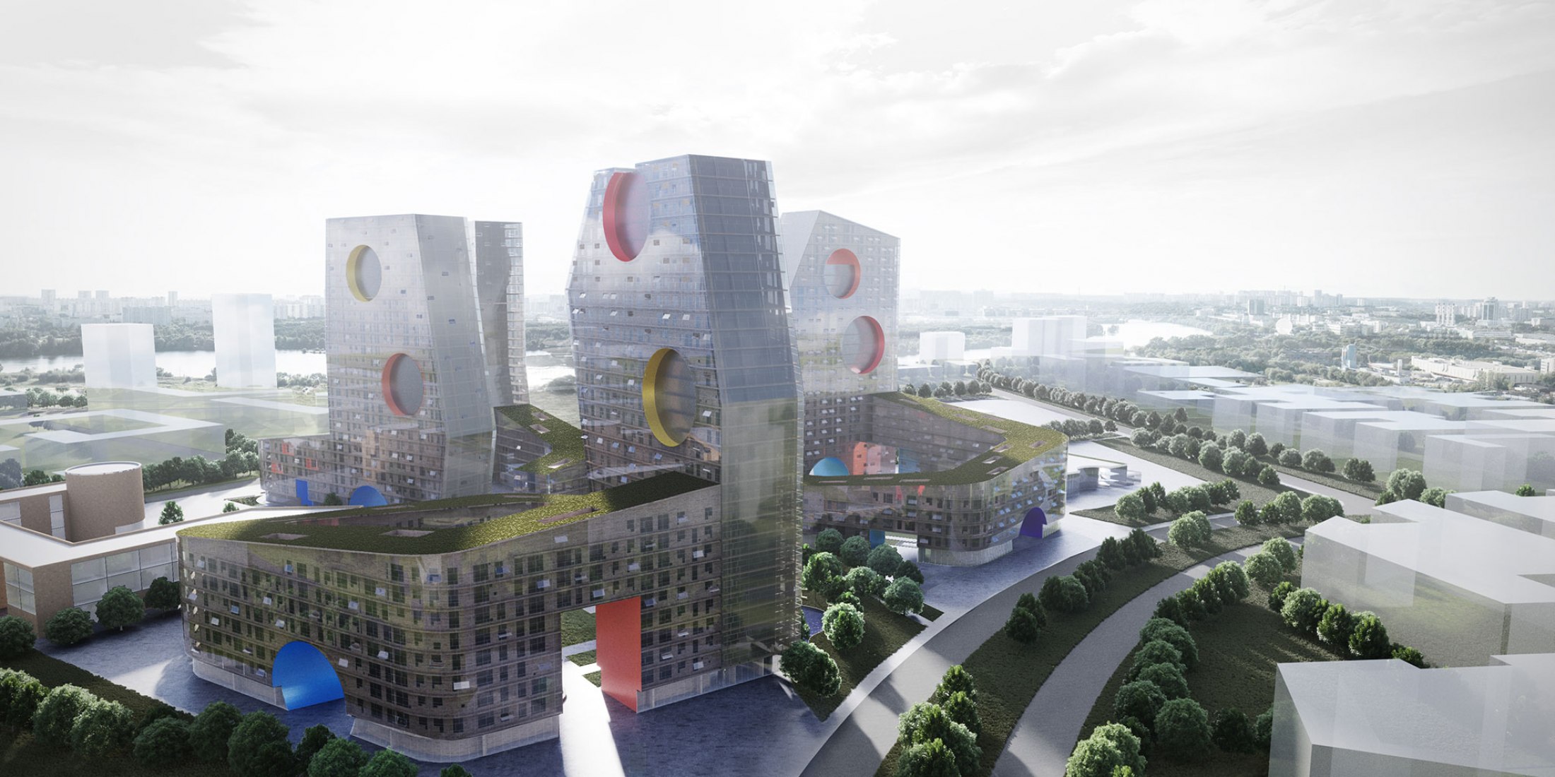 Overview rendering. Steven Holl Architects Wins International Design Competition for New Residential Quarters in Moscow. Image courtesy of Steven Holl Architects