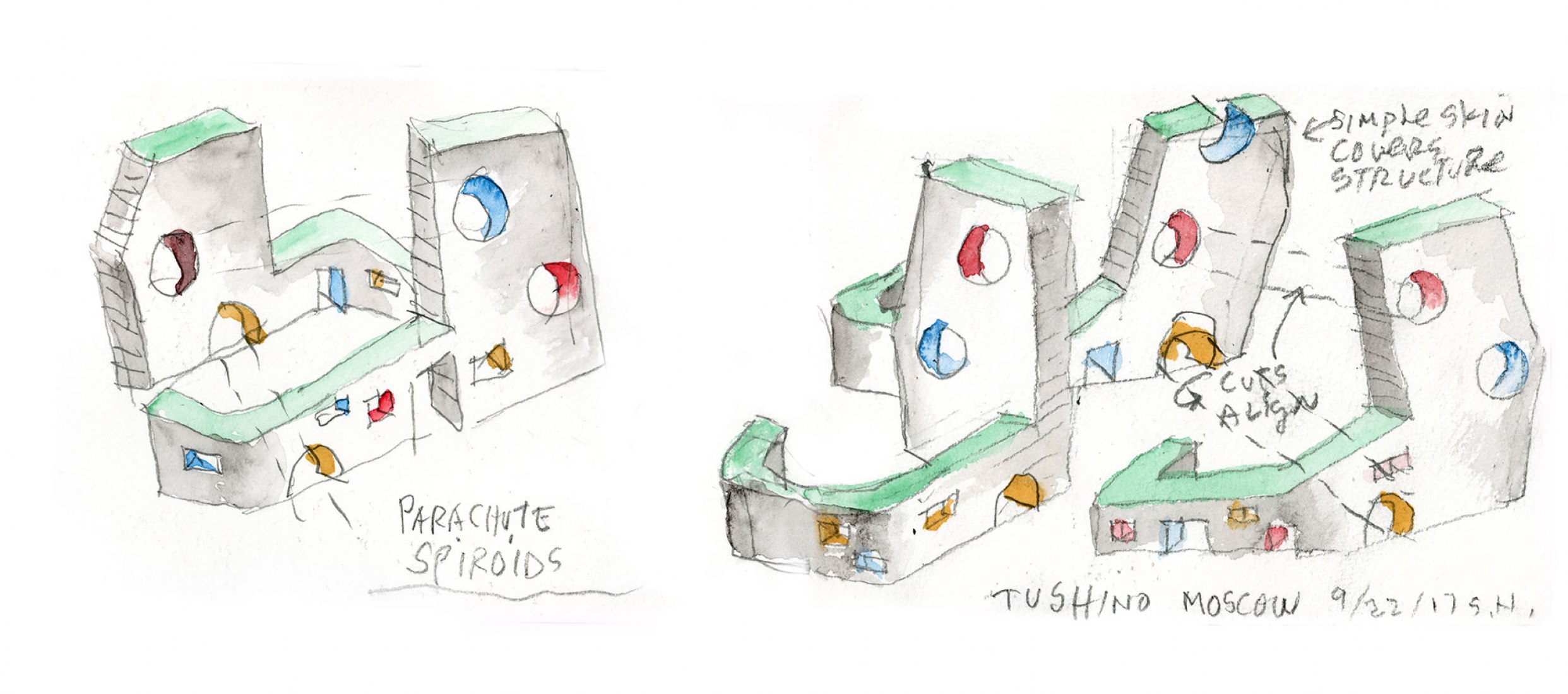 Sketch. Steven Holl Architects Wins International Design Competition for New Residential Quarters in Moscow.