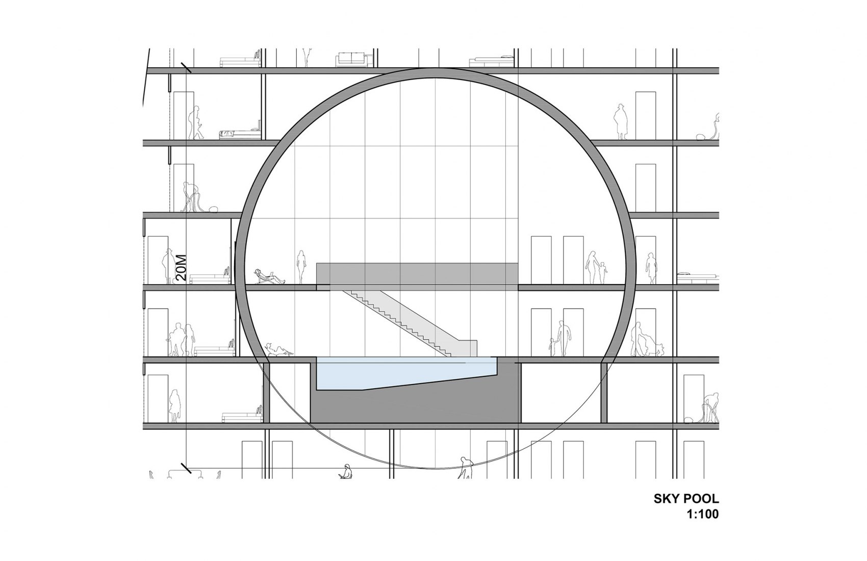 Auditorium Section. Steven Holl Architects Wins International Design Competition for New Residential Quarters in Moscow.