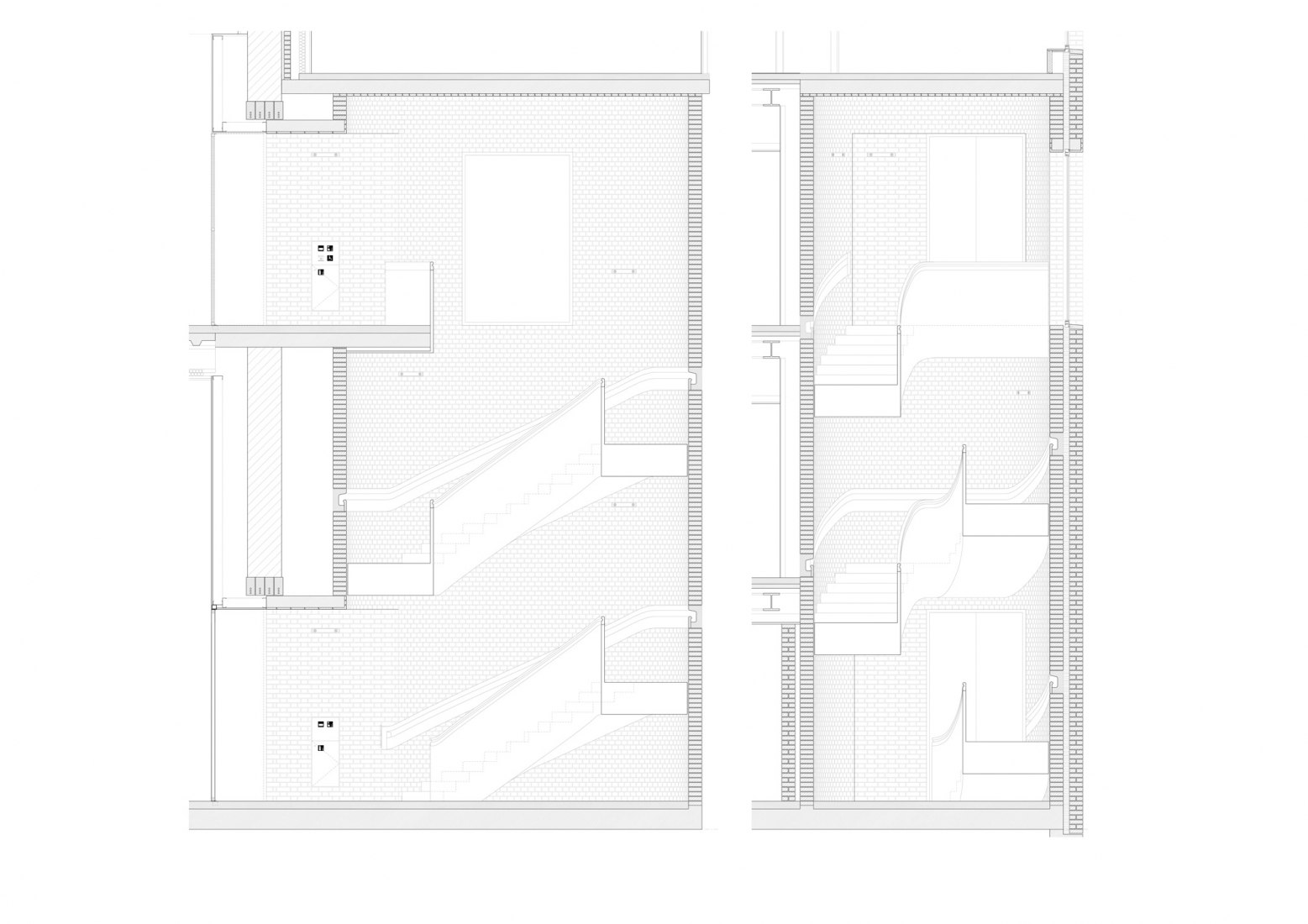 Stair sections. Newport Street Gallery © Caruso St John Architects 2015