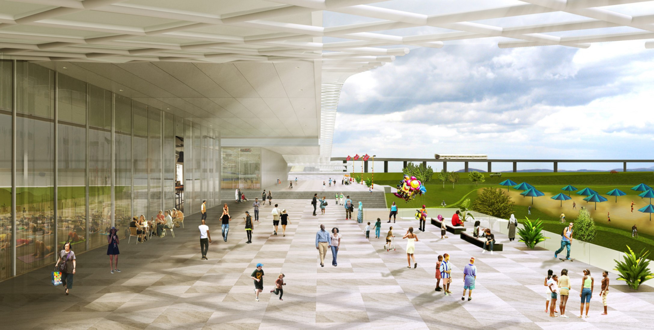 "Eje Norte-Sur". Ideas para el RFK Stadium-Armory Campus por OMA. Imagen © cortesía de OMA.