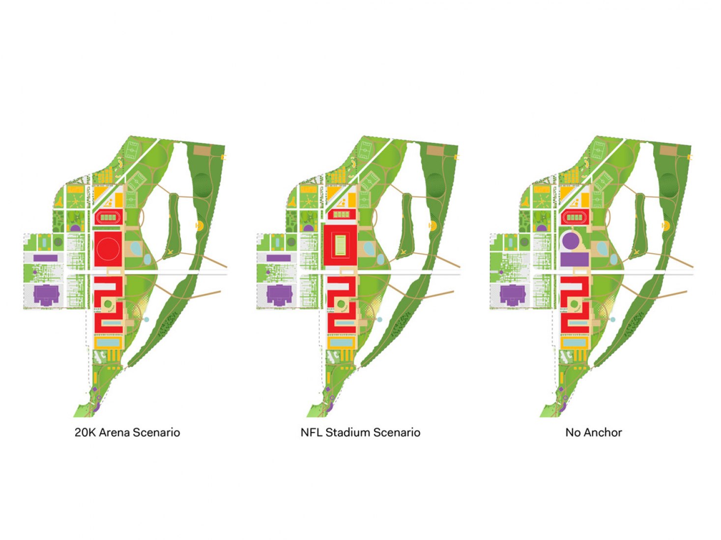 "Eje Norte-Sur". Ideas para el RFK Stadium-Armory Campus por OMA. Imagen © cortesía de OMA.