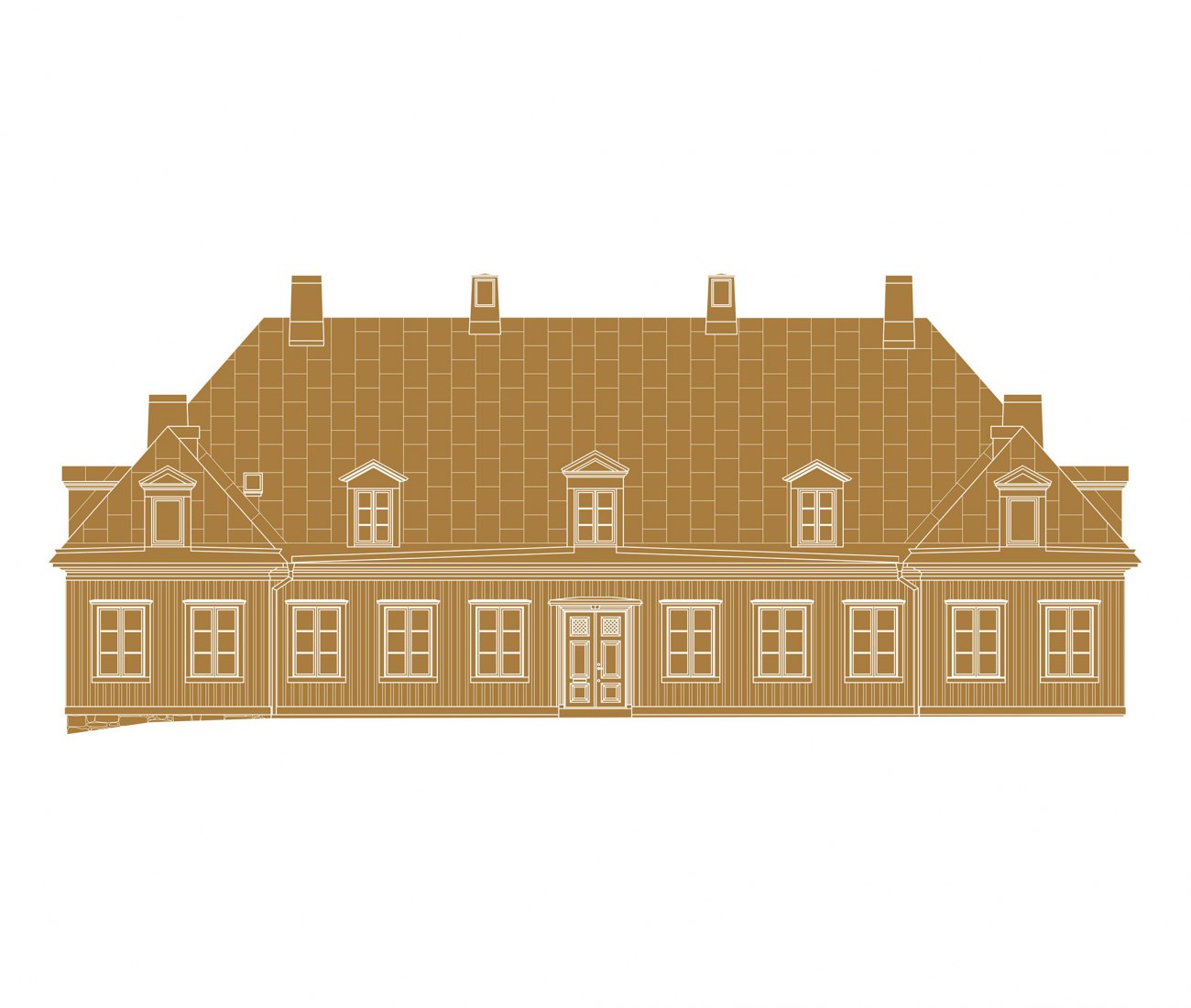 Alzado noroeste. Stora Sköndal's Manor por Metropolis Arkitekter.