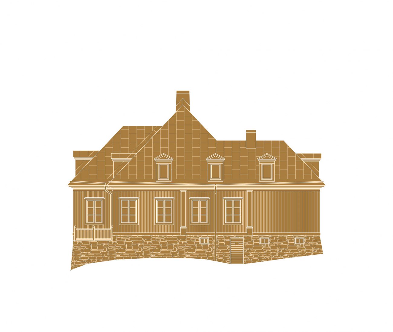 Alzado noreste. Stora Sköndal's Manor por Metropolis Arkitekter.
