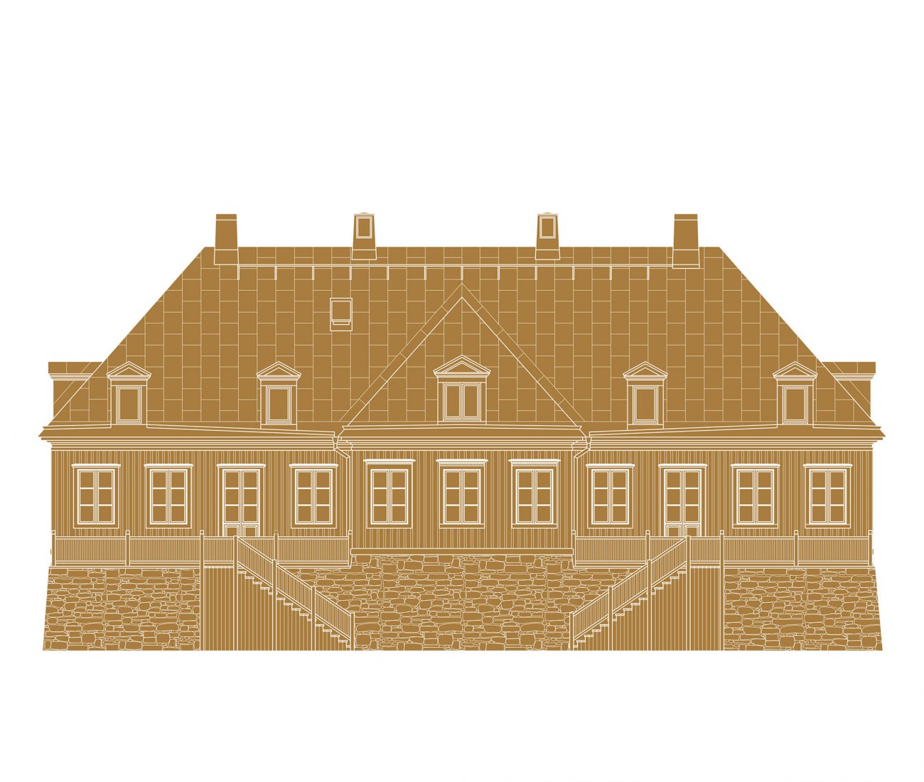 Alzado sureste. Stora Sköndal's Manor por Metropolis Arkitekter.