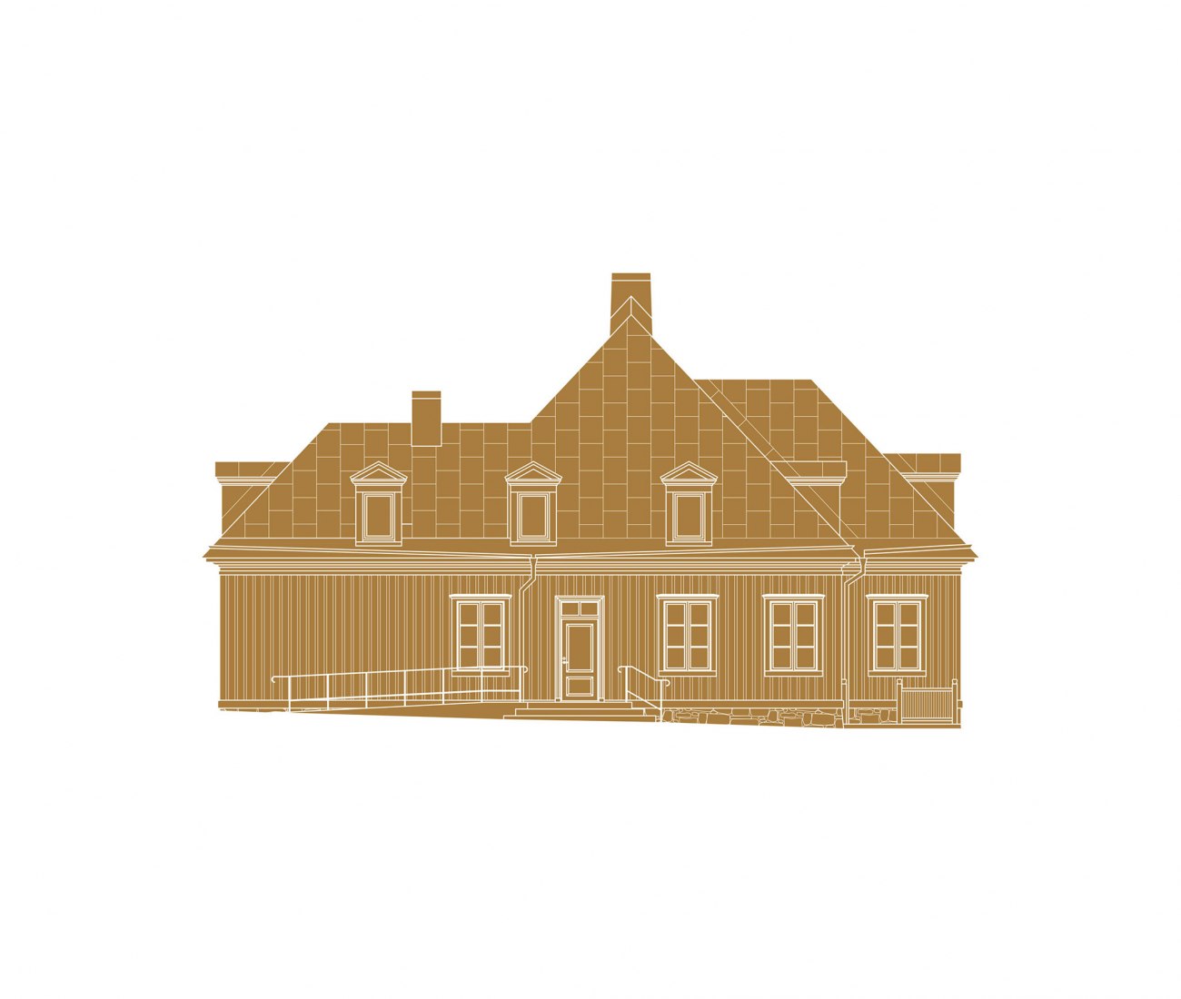 Alzado suroeste. Stora Sköndal's Manor por Metropolis Arkitekter.