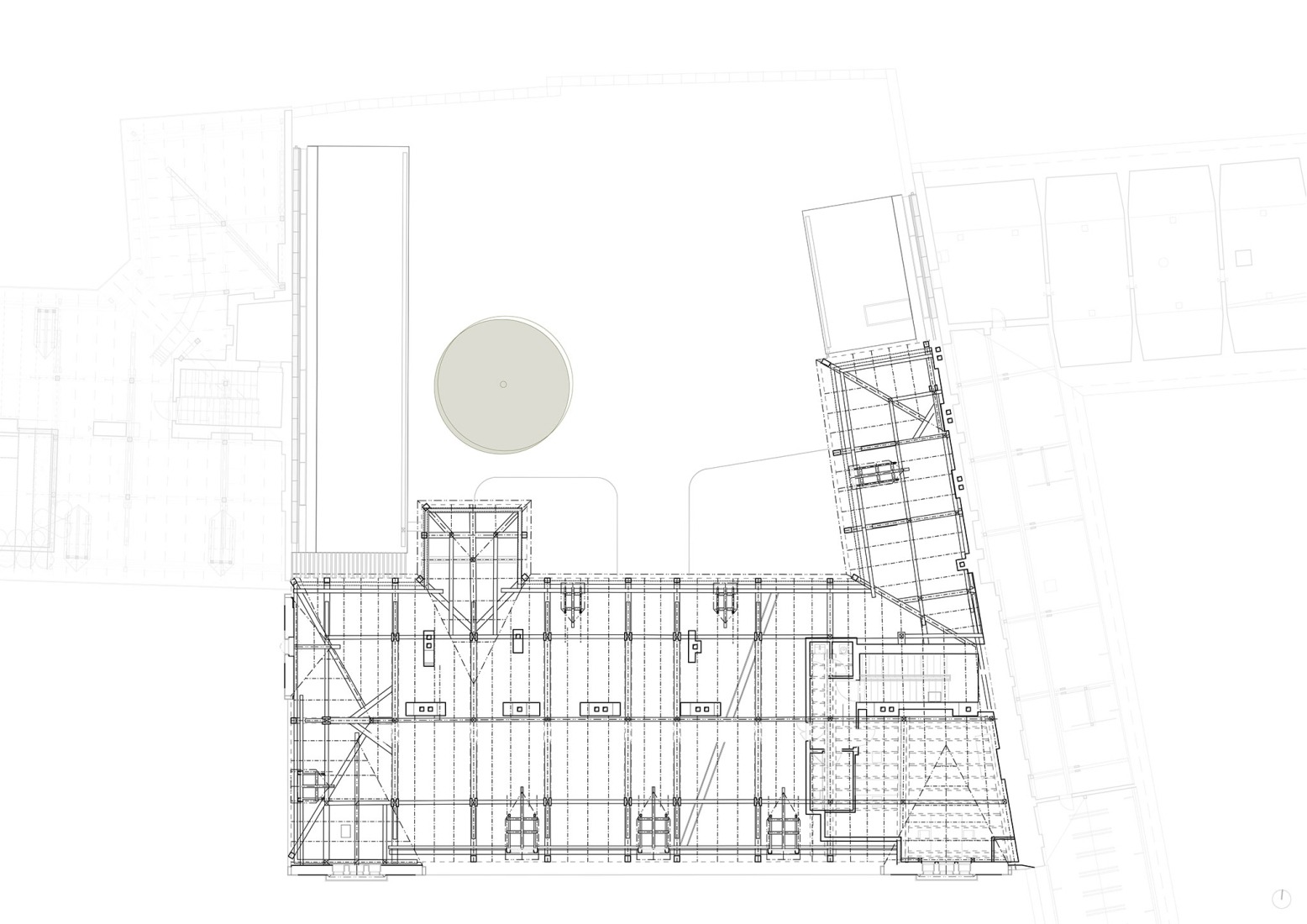 Plano de segunda planta. Reconstrucción y ampliación del Nuevo Provostry por Studio Acht. 