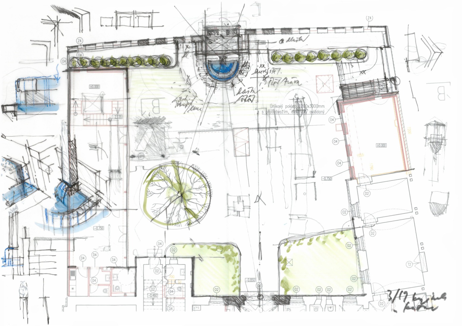 Boceto. Reconstrucción y ampliación del Nuevo Provostry por Studio Acht.