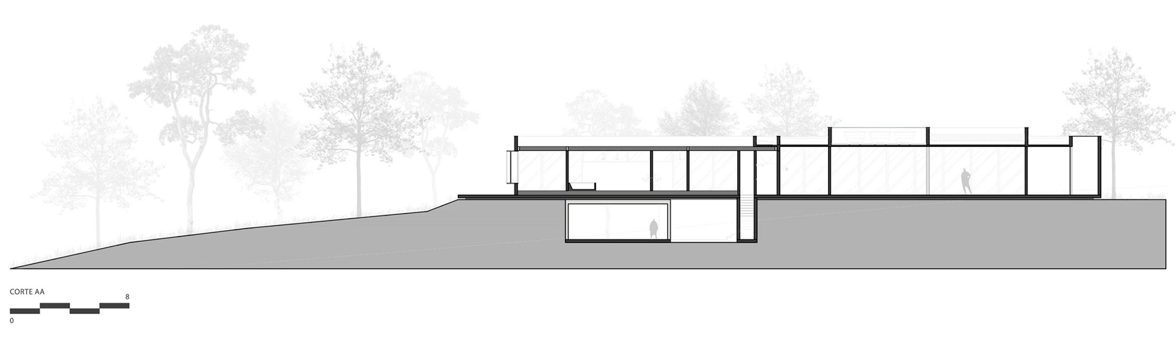 Section. Casa Paineiras by Studio Bruno Porto.