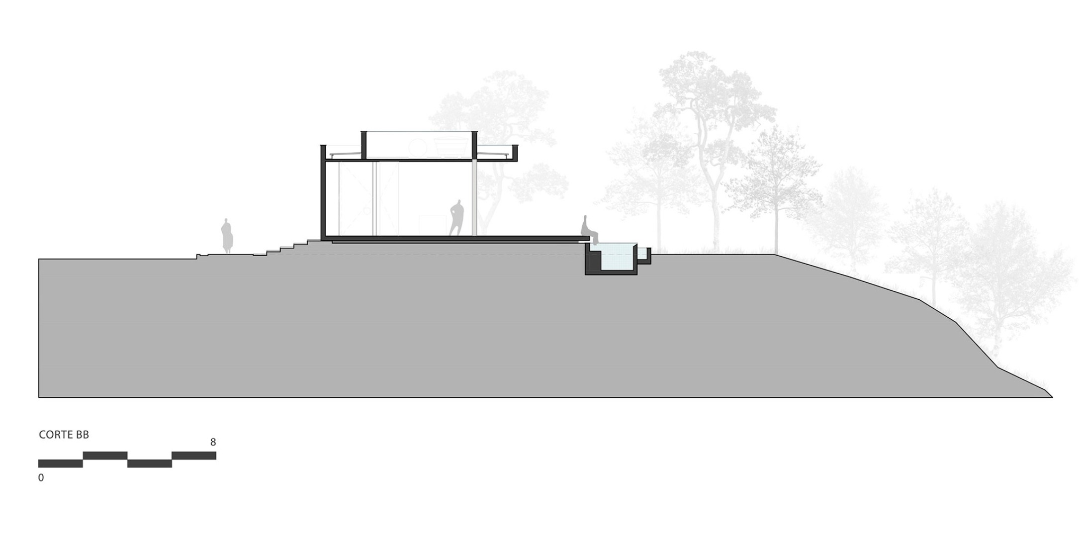 Section. Casa Paineiras by Studio Bruno Porto.