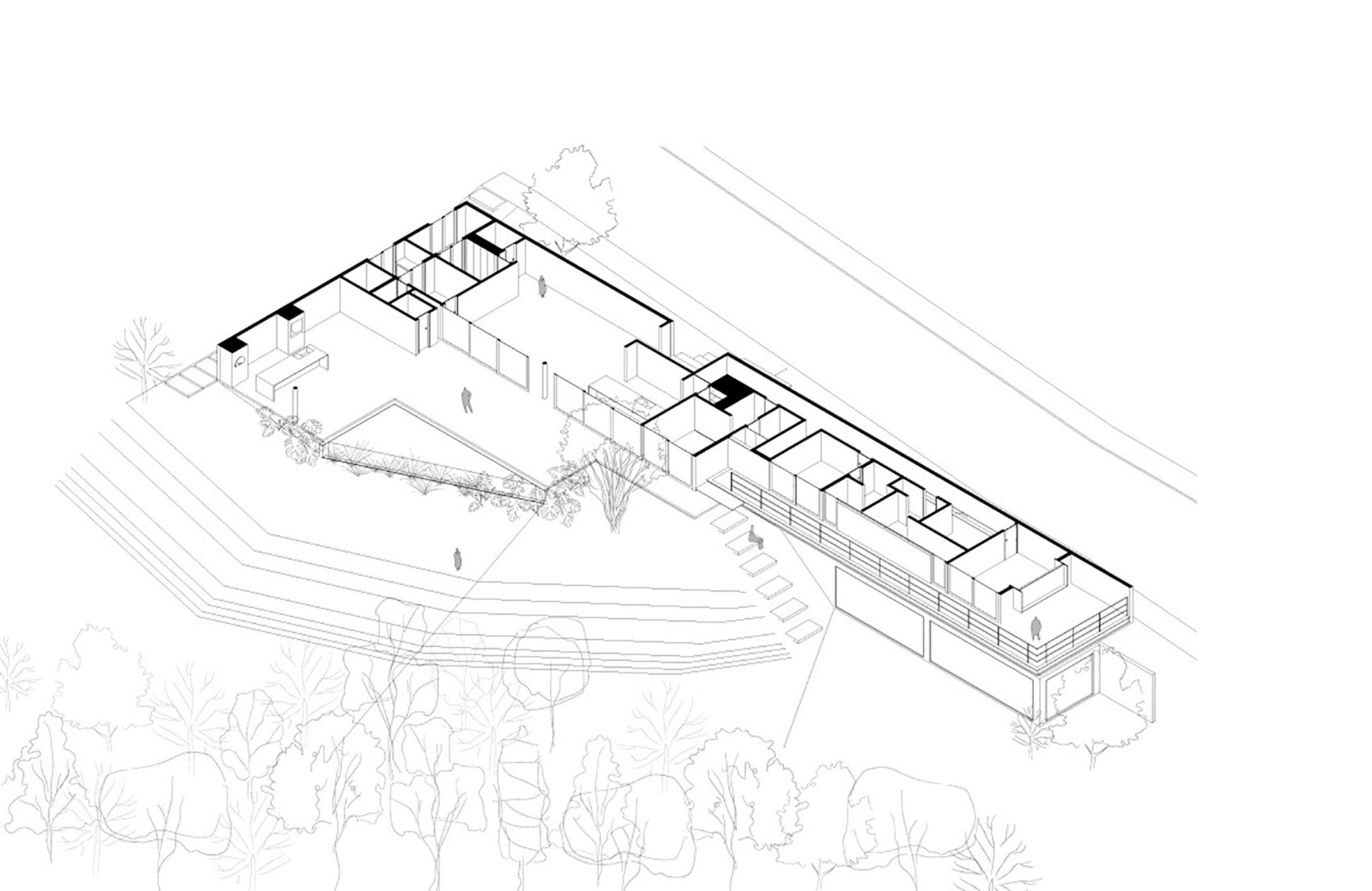 Perspective section. Casa Paineiras by Studio Bruno Porto.