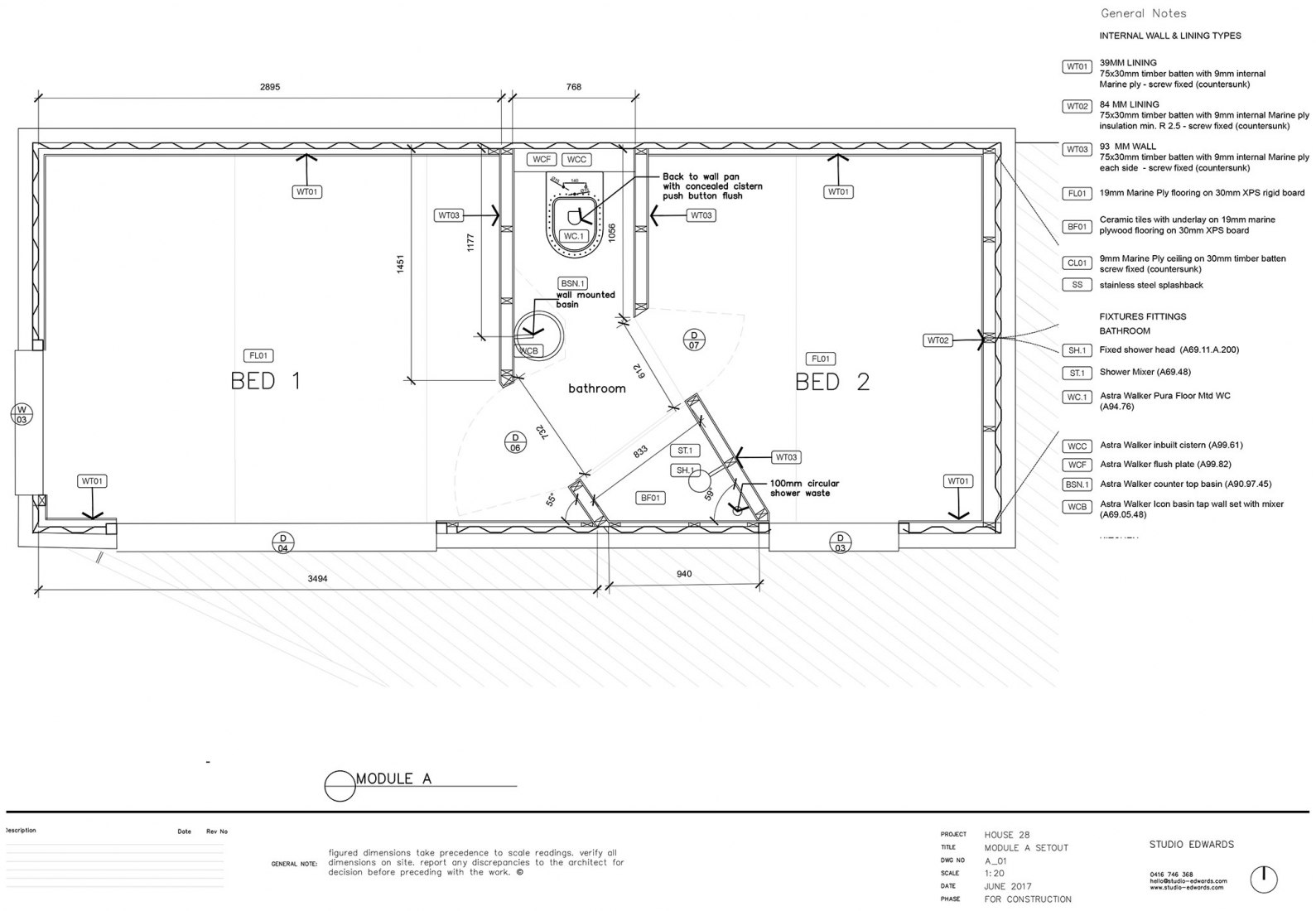 Módulo de habitaciones. Casa 28 por Studio Edwards