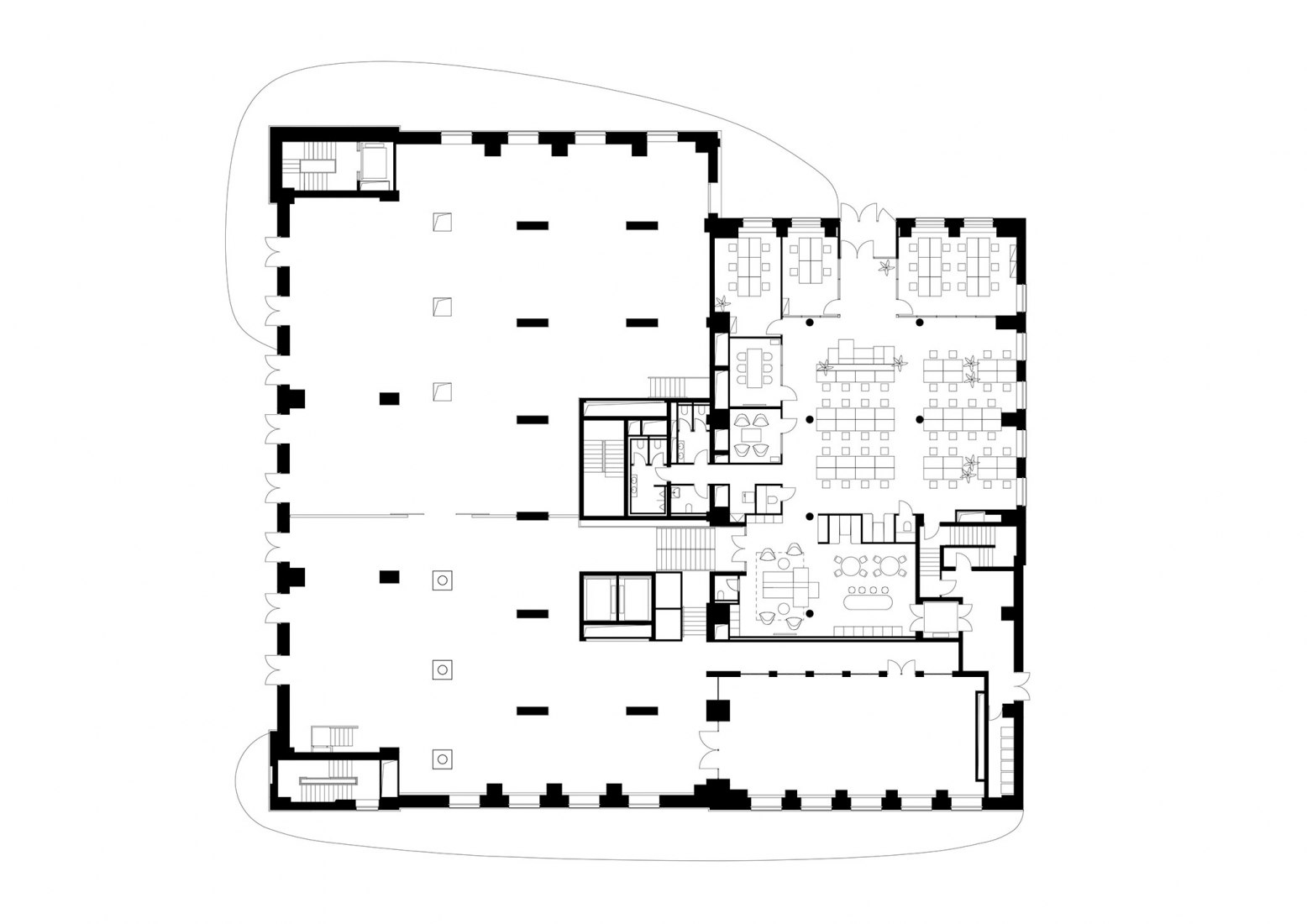 Planta primera. Base4Work Bratislava por Studio Perspektiv.