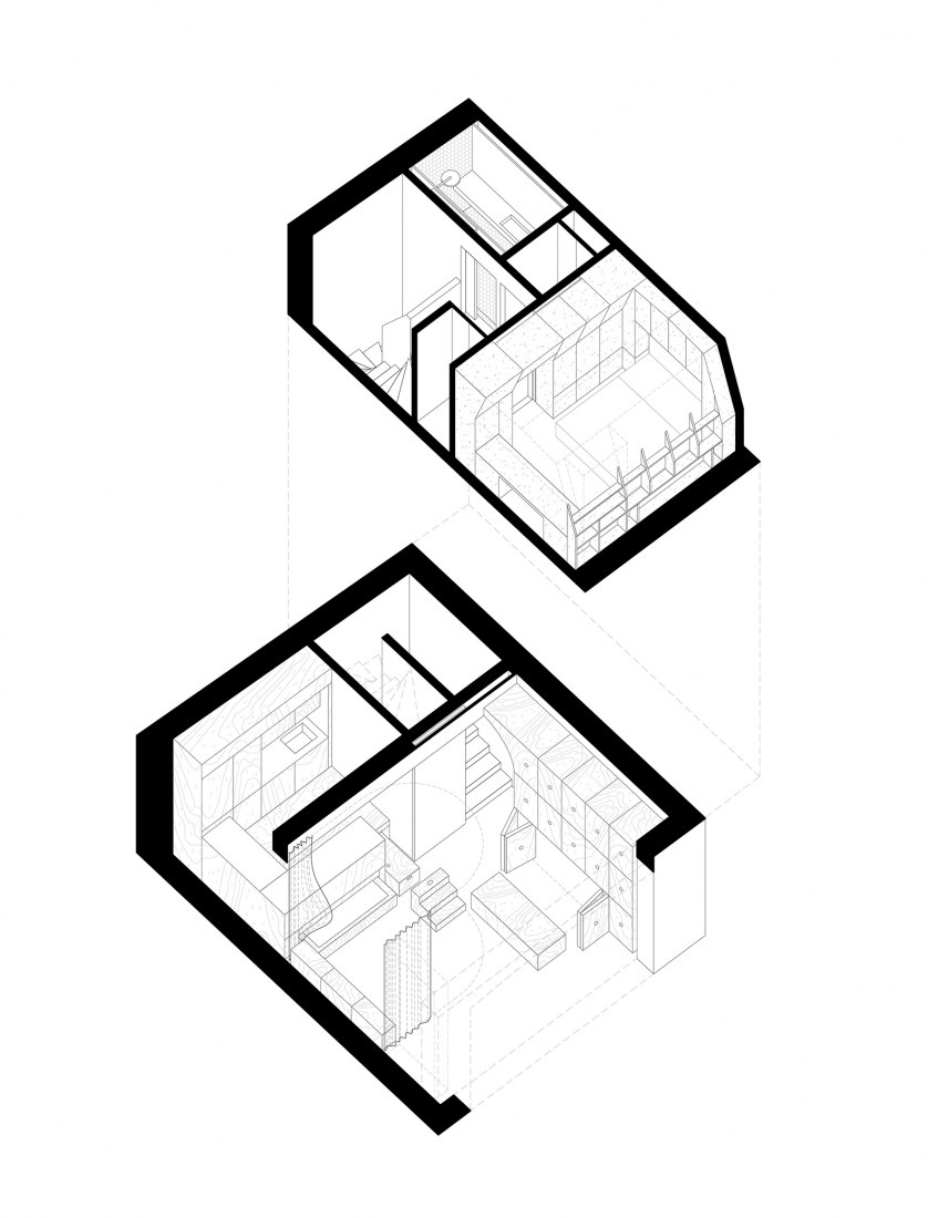 Axonometry. PAR-VIII, the alcove of monceau by Studio Phaar.