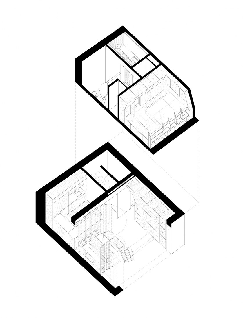 Axonometry. PAR-VIII, the alcove of monceau by Studio Phaar.