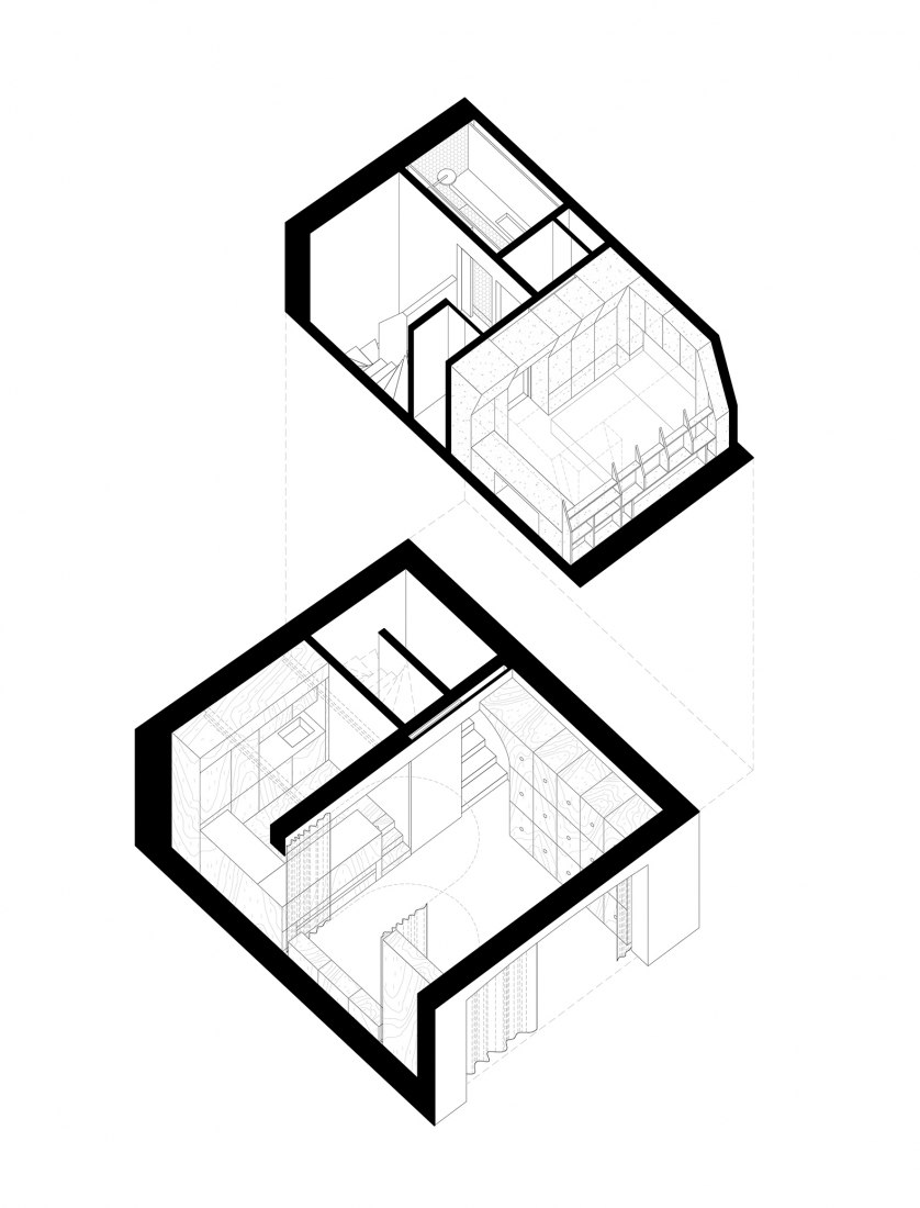 Axonometry. PAR-VIII, the alcove of monceau by Studio Phaar.