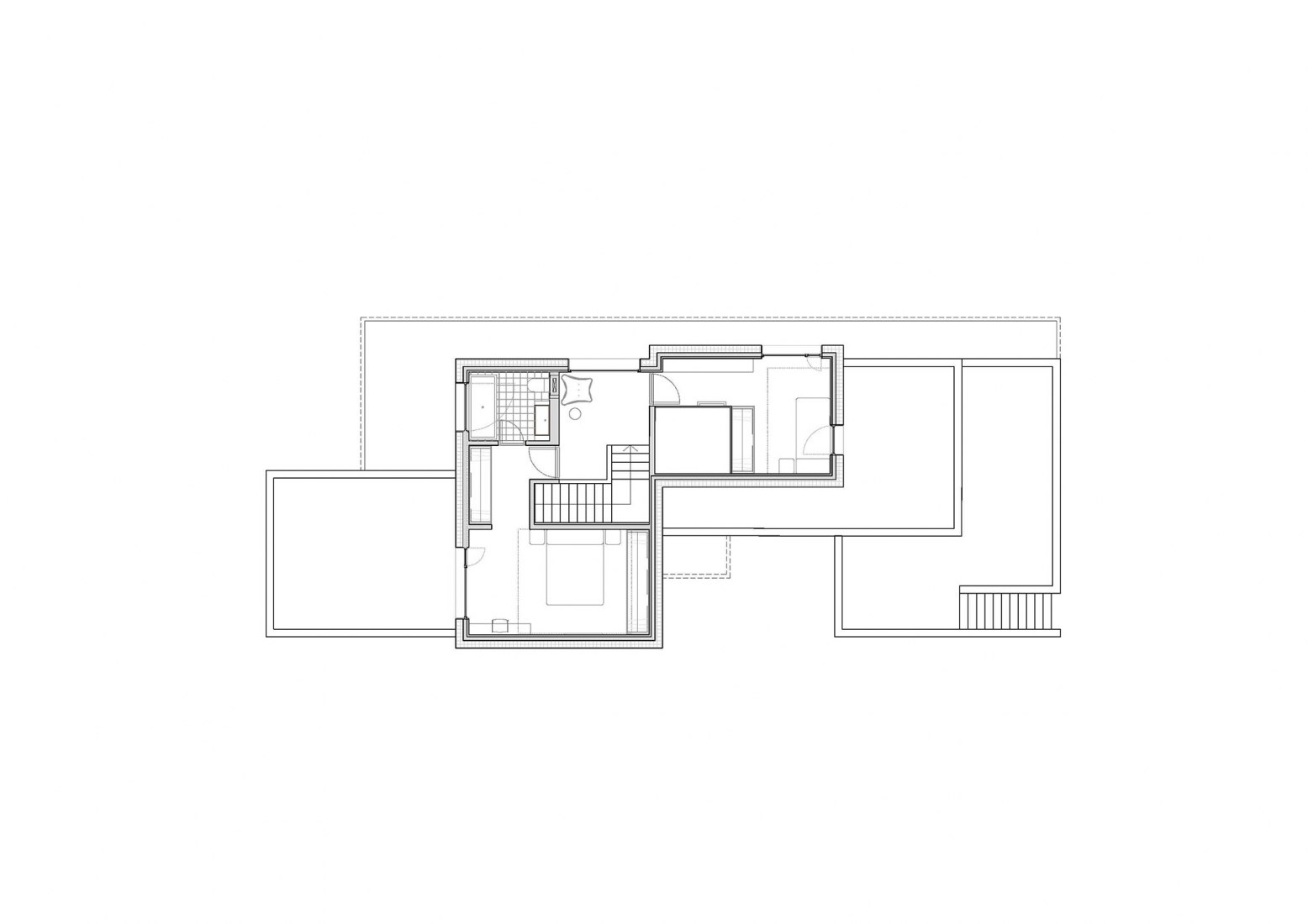Second floor plan. Neruca house by Sukunfuku studio SLP.