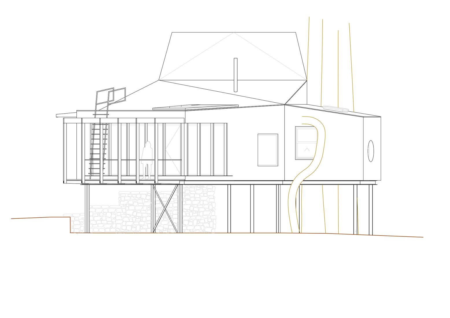 Elevation plan. Simbionte House by Susana Velasco and Jesús Ágreda. 