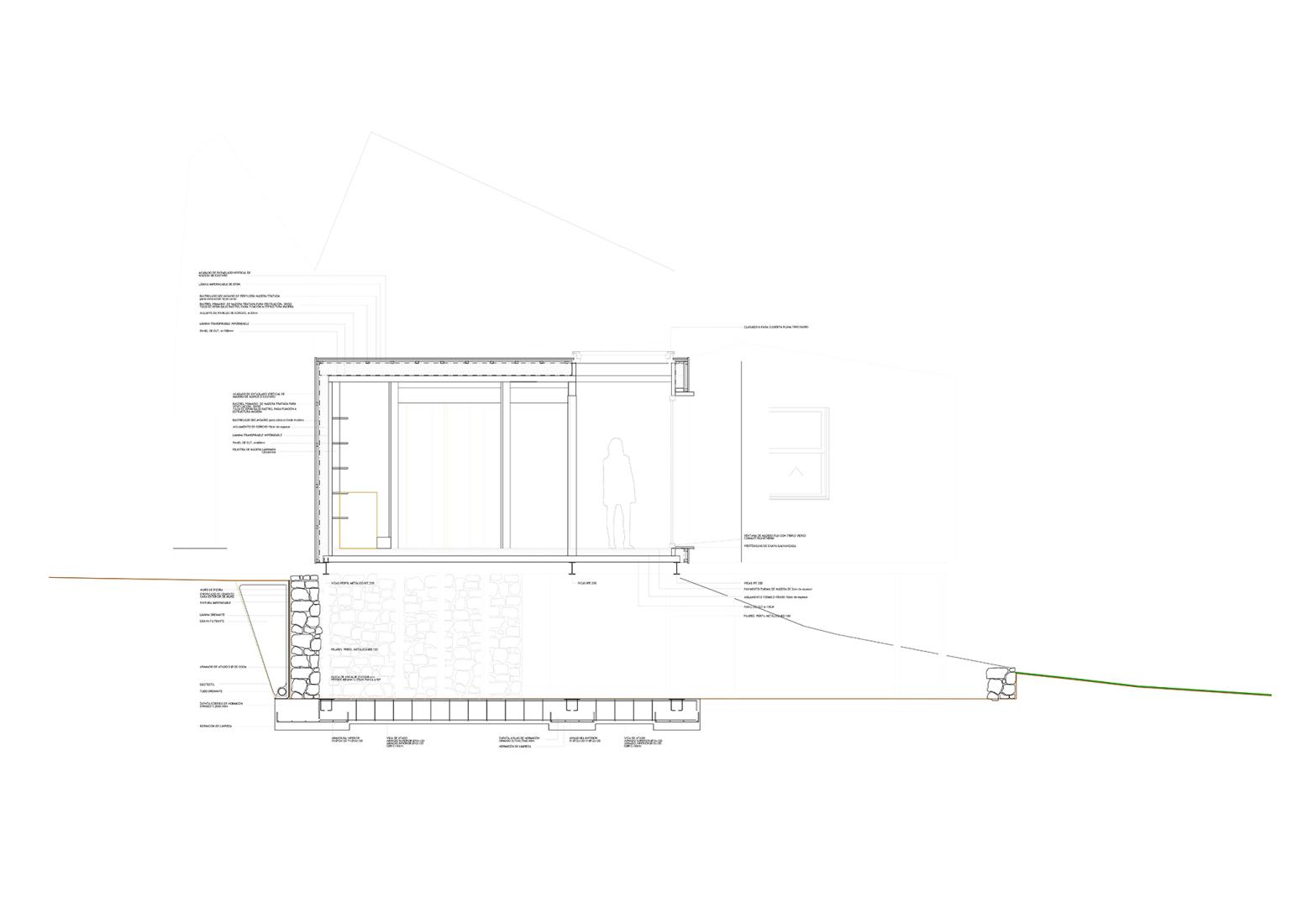 Constructive detail plan. Simbionte House by Susana Velasco and Jesús Ágreda. 
