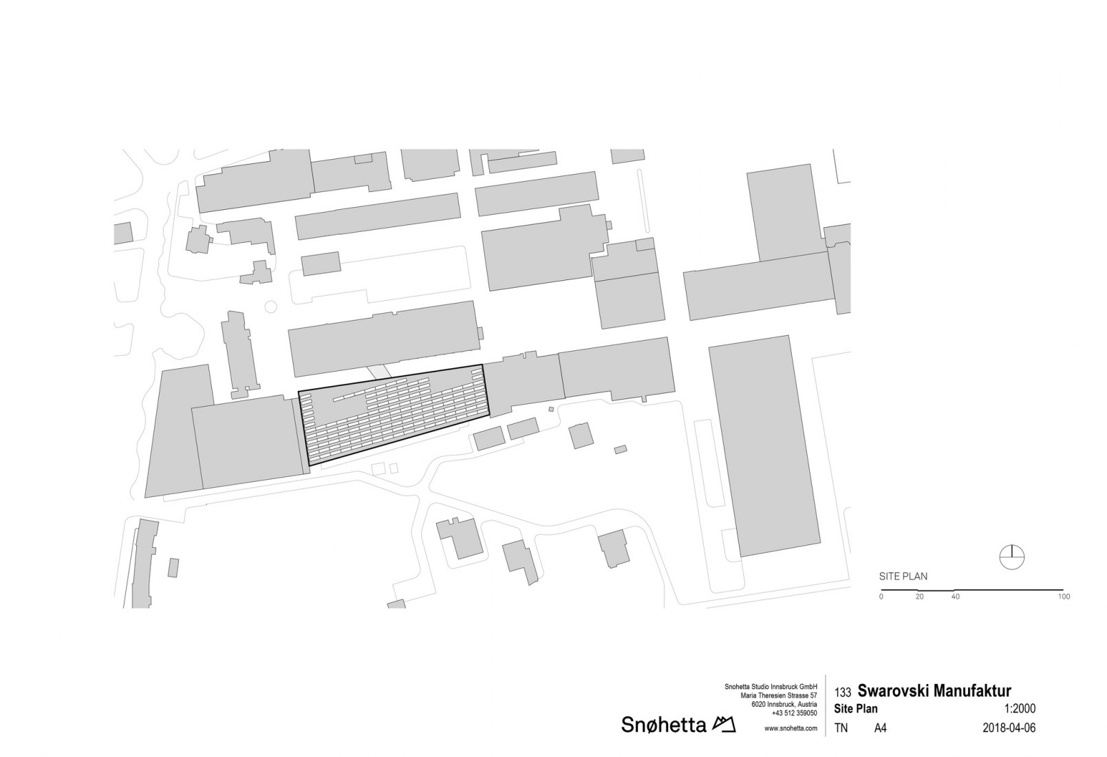 Plano de situación. Swarovski Manufaktur por Snøhetta. 