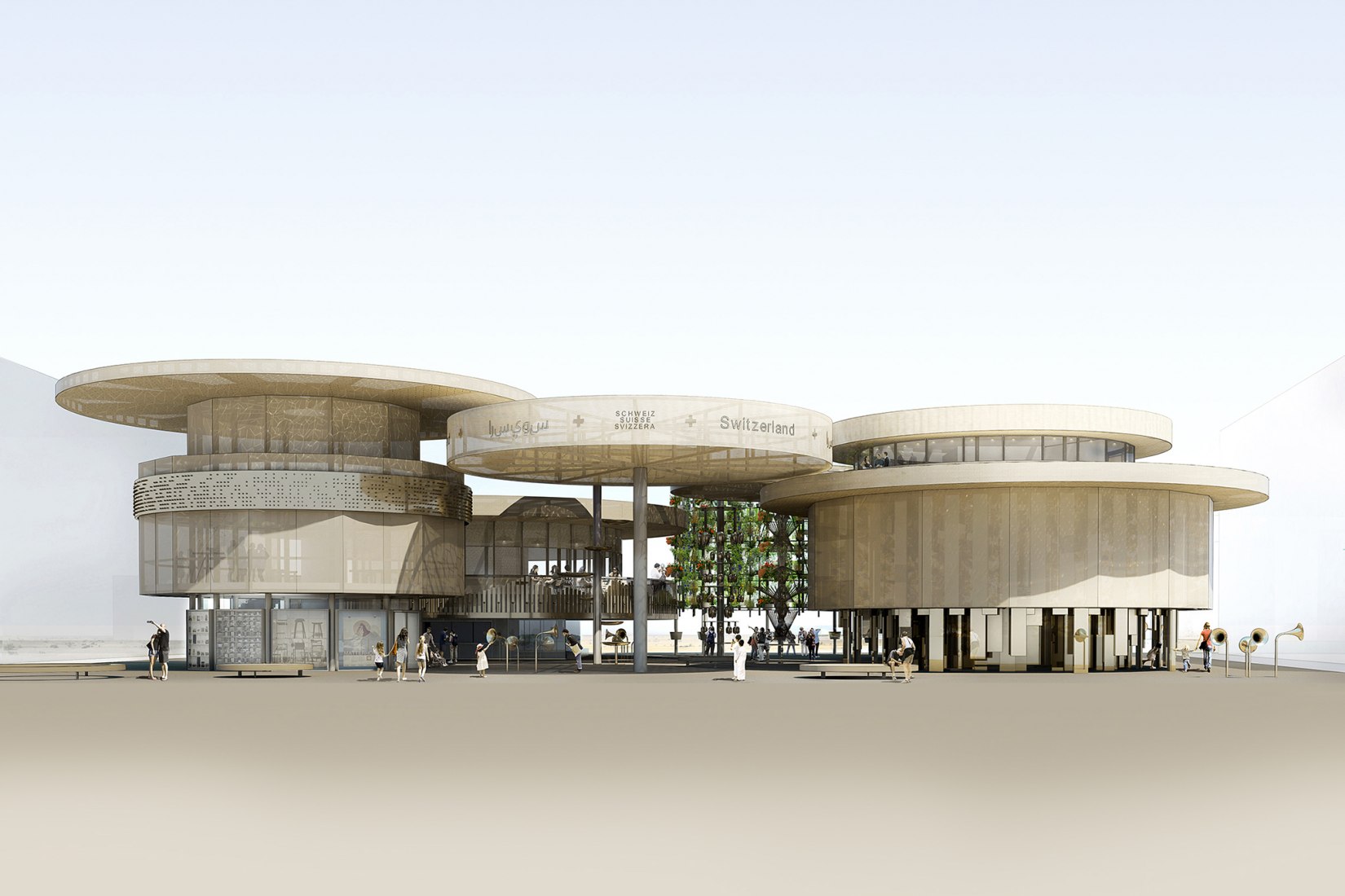 Rendering. Swiss Pavilion ''The Great Complication'' at Expo 2020 in Dubai