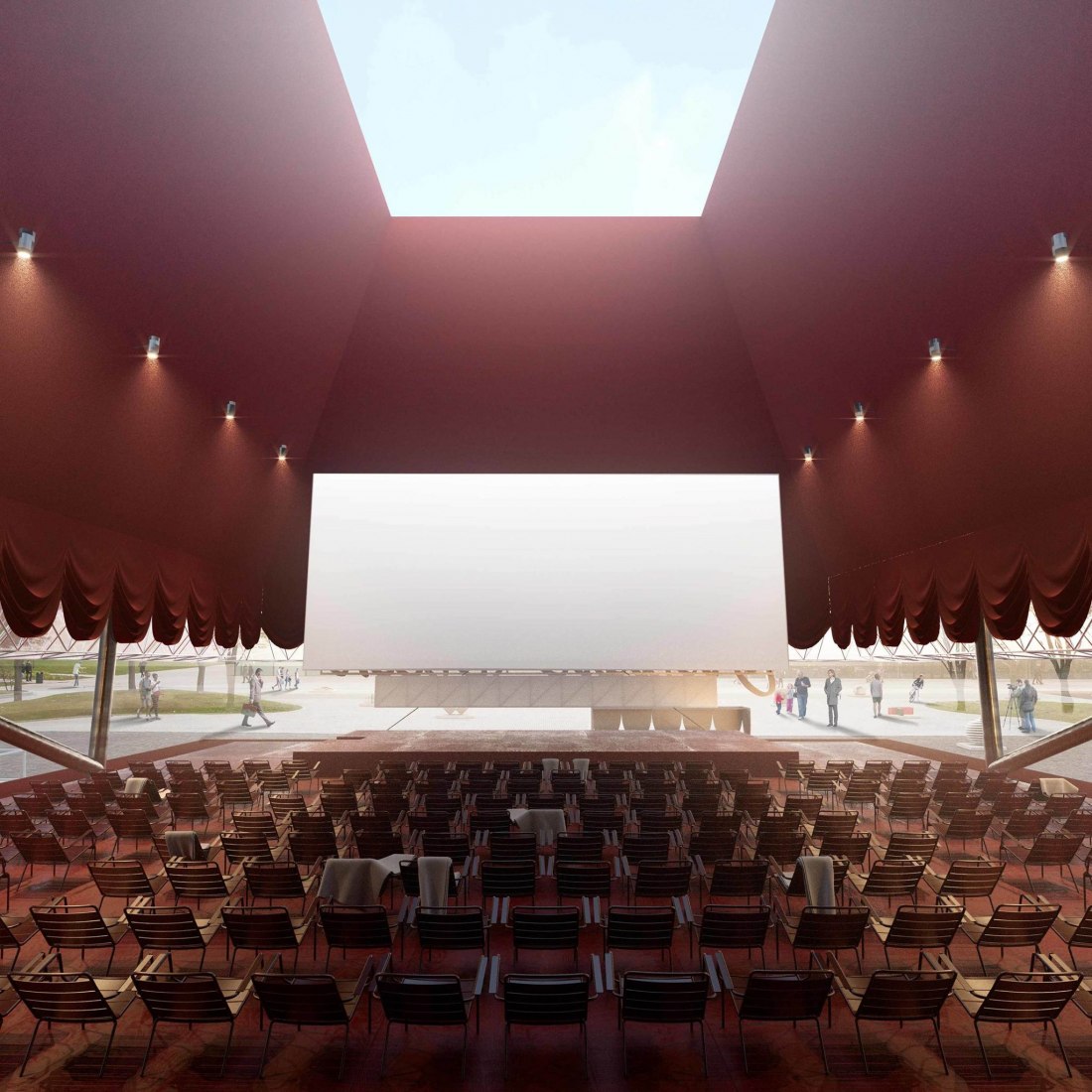 Visualización. Garage Screen Cinema por SYNDICATE architects.