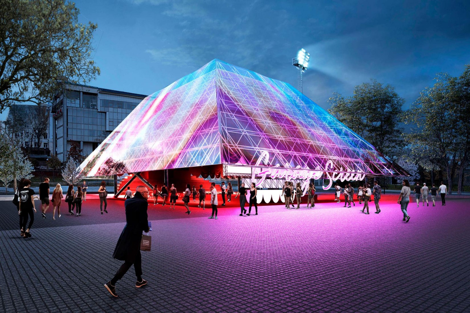 Visualización. Garage Screen Cinema por SYNDICATE architects.