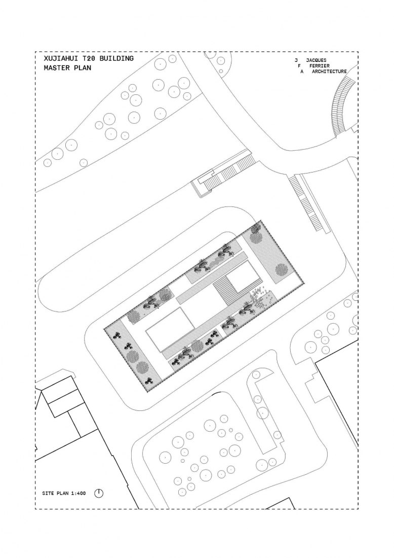 Site plan. T20 in Xujiahui by Jacques Ferrier Architecture and Sensual City Studio.